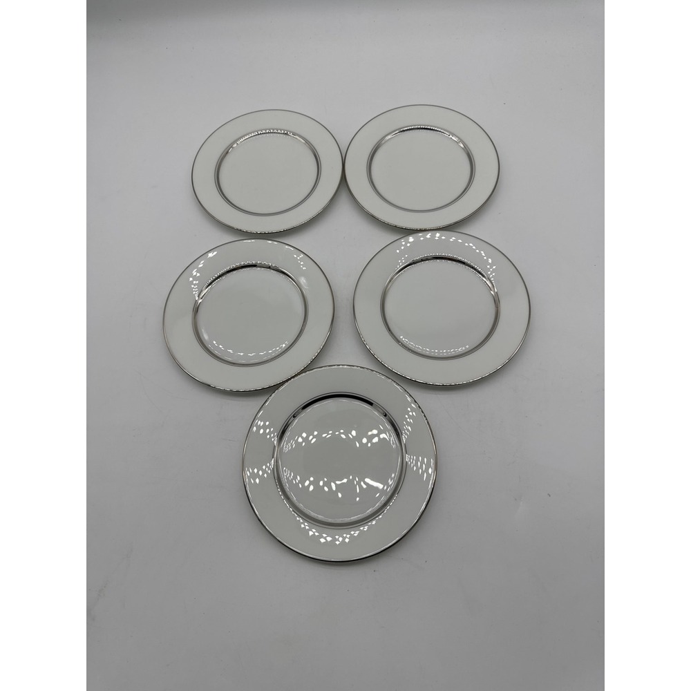Oxford Bone China Lexington White Platinum Bread‎ Plate 6.25" Set Of 5